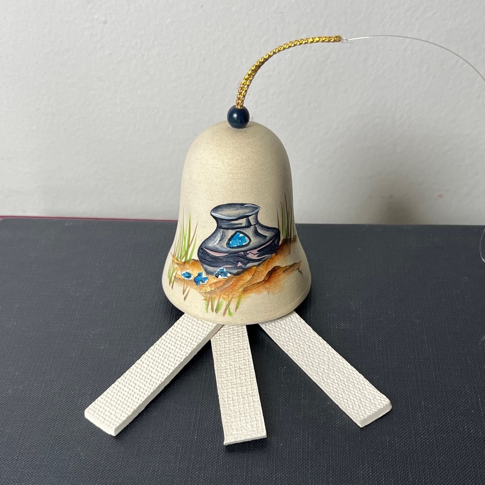 Sandstone Hand Painted Pottery Southwest Style Wind Chime Signed‎